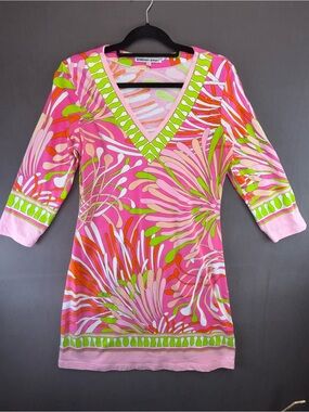 Barbara Gerwit 3/4 Sleeve V Neck Shift Knit Dress